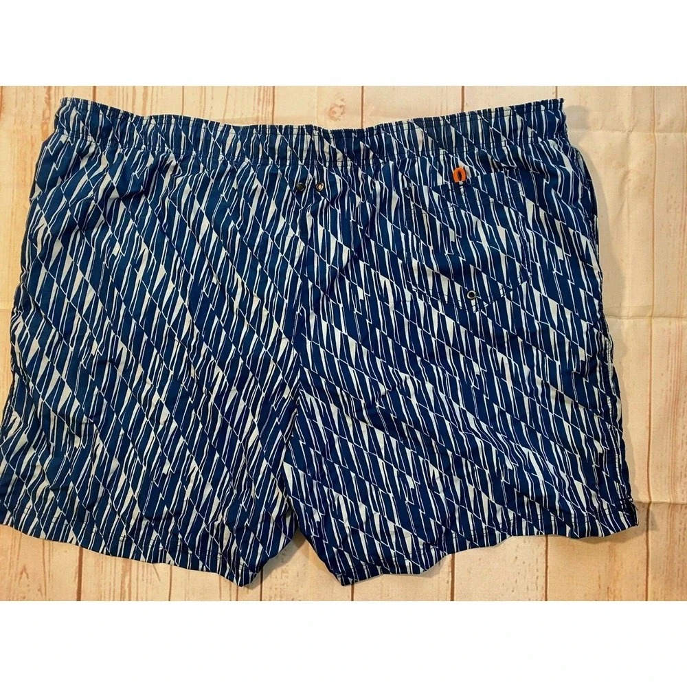 Lands End Mens 3XL/T 50-52 Blue Blue Print Swim Trunks Suit Big tall
